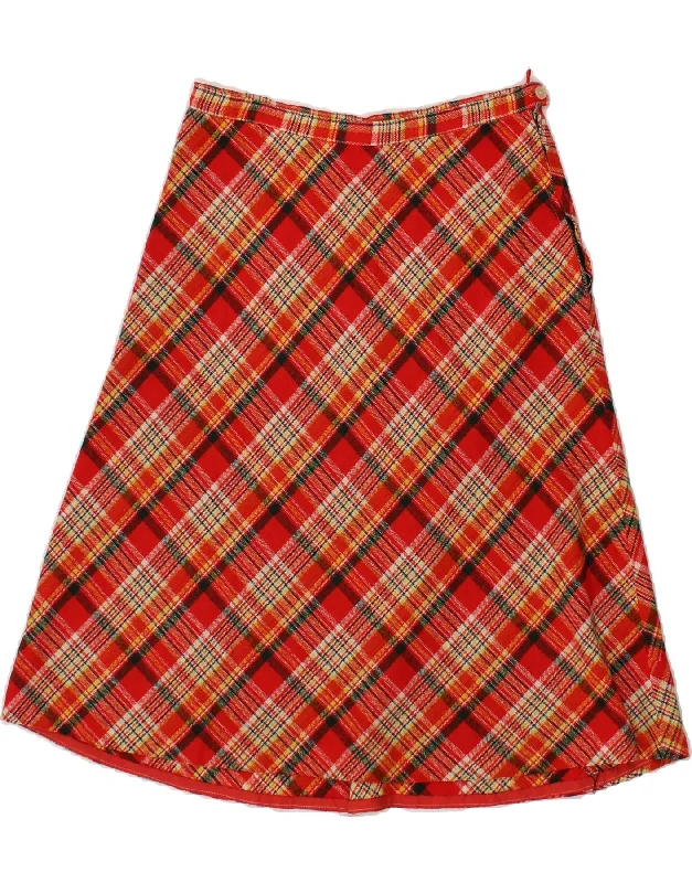 VINTAGE Womens A-Line Skirt W30 Medium Red Plaid denim skirt classic