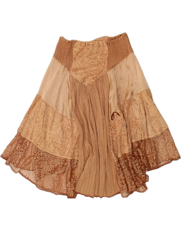 VINTAGE Womens A-Line Skirt W34 Large Brown Paisley lace skirt elegant