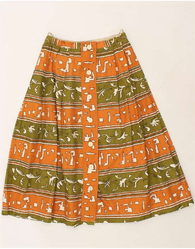 VINTAGE Womens Abstract Pattern A-Line Skirt W28 Medium Orange lace skirt intricate