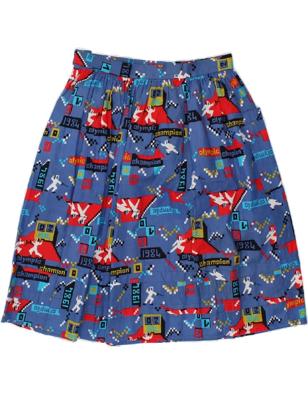 VINTAGE Womens Abstract Pattern A-Line Skirt W30 Medium Blue tulle skirt dreamy