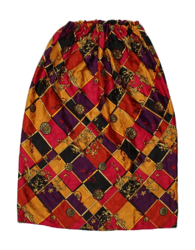 VINTAGE Womens Abstract Pattern A-Line Skirt W30 Medium Multicoloured denim skirt trendy