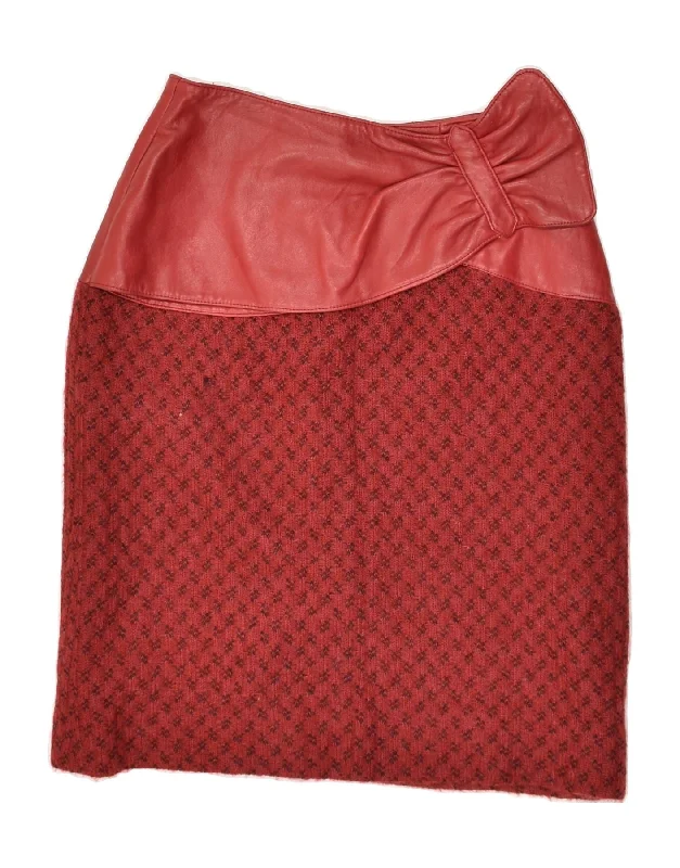 VINTAGE Womens Abstract Pattern Pencil Skirt IT 44 Medium W26 Burgundy denim skirt durable VINTAGE Womens Abstract Pattern Pencil Skirt IT 44 Medium W26 Burgundy denim skirt durable