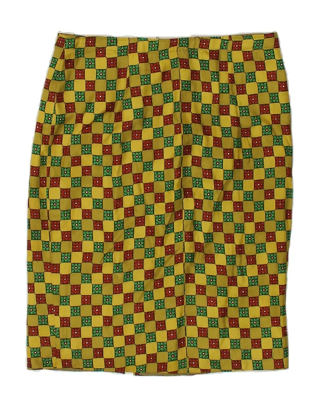 VINTAGE Womens Abstract Pattern Straight Skirt W32 Large Green boho skirt vibe