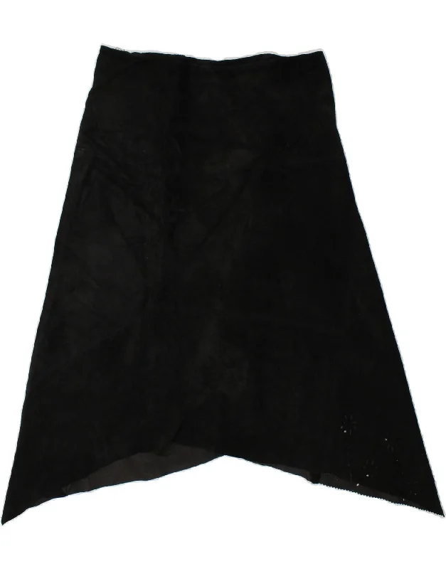 VINTAGE Womens Asymmetrical Skirt W32 Large Black chiffon skirt airy