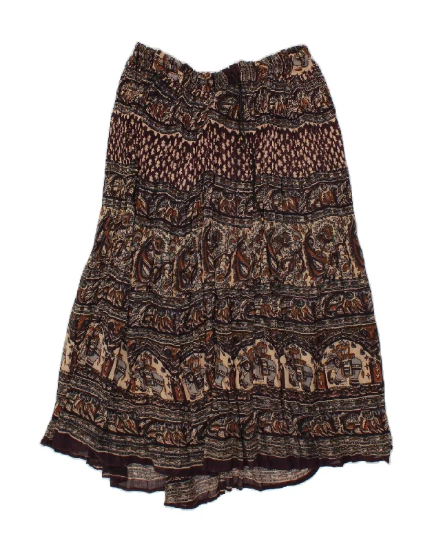 VINTAGE Womens Gypsy Skirt W36 XL  Brown Paisley Cotton wool skirt breathable