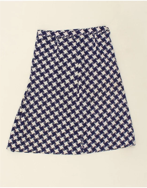VINTAGE Womens High Waist A-Line Skirt IT 48 XL W30 Navy Blue Geometric wool skirt sturdy VINTAGE Womens High Waist A-Line Skirt IT 48 XL W30 Navy Blue Geometric wool skirt sturdy