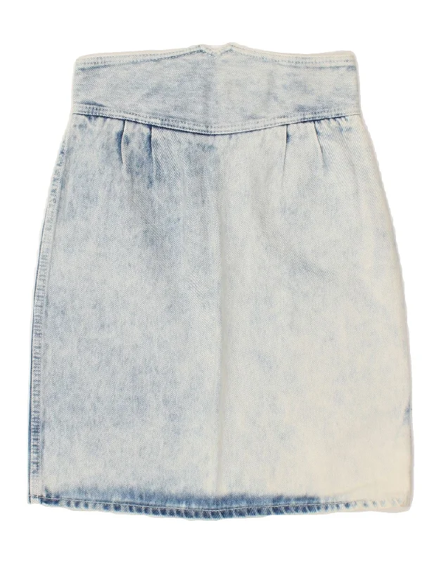 VINTAGE Womens High Waist Denim Skirt US 7 Medium W27  Blue Cotton silk skirt lustrous