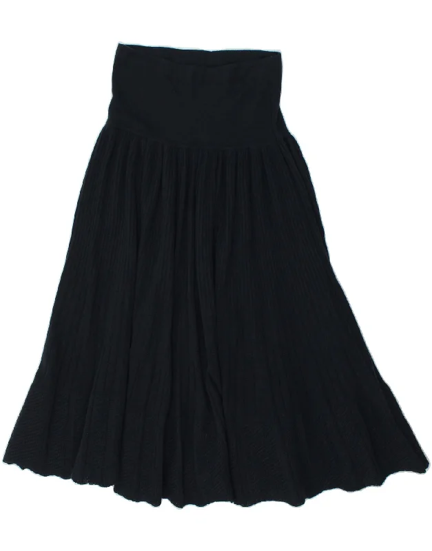 VINTAGE Womens High Waist Knit A-Line Skirt Large W28  Navy Blue Wool ribbed skirt waist