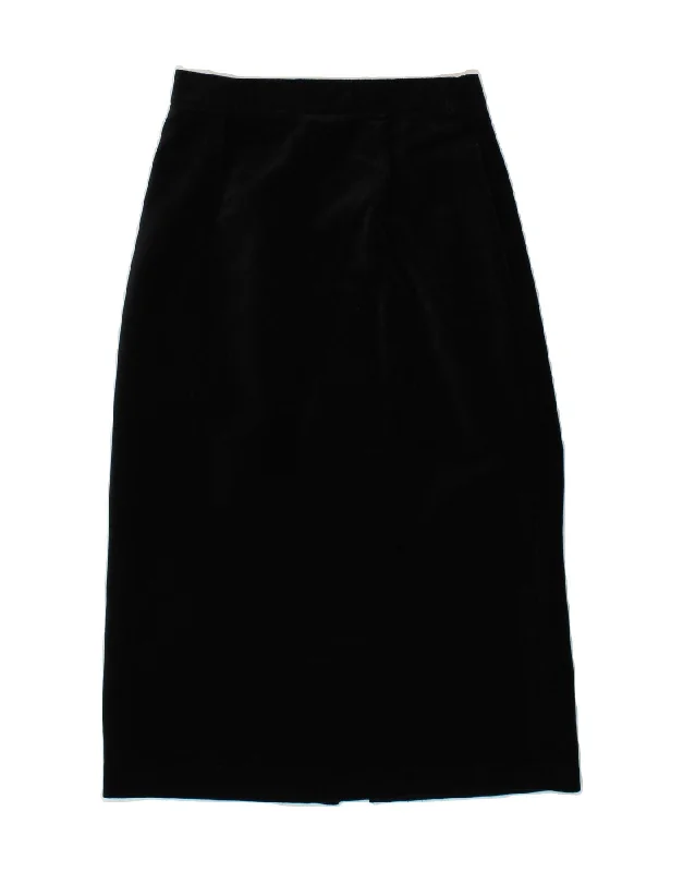 VINTAGE Womens High Waist Velvet Midi Skirt IT 42 Medium W24 Black Cotton athletic skirt fit VINTAGE Womens High Waist Velvet Midi Skirt IT 42 Medium W24 Black Cotton athletic skirt fit