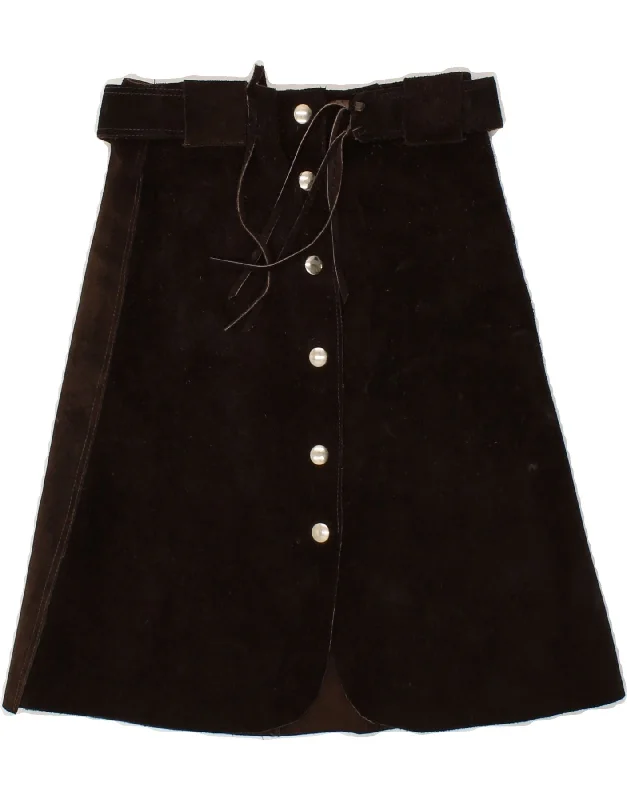 VINTAGE Womens Leather Skirt W24 XS Brown tulle skirt dreamy