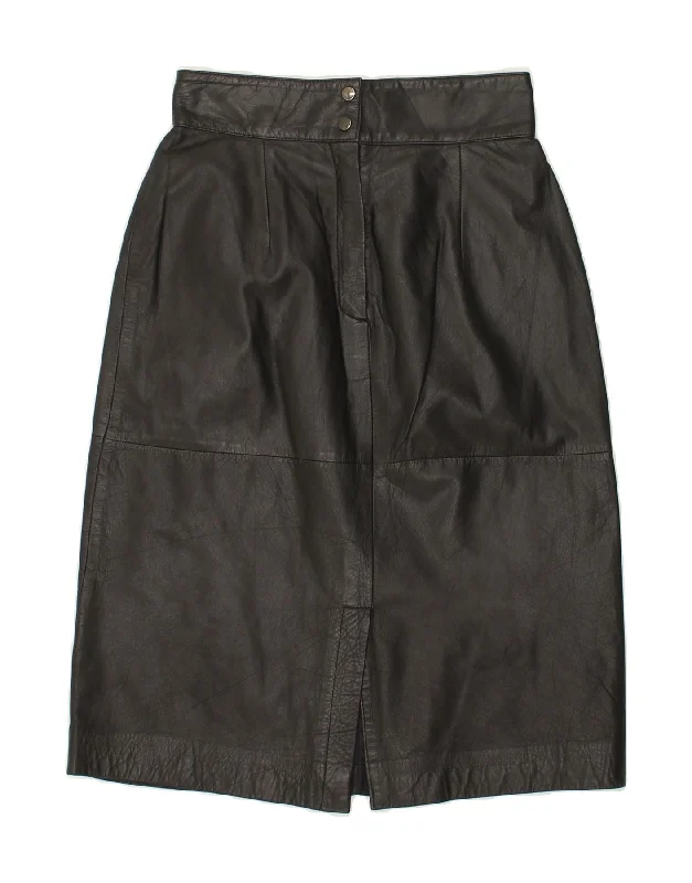 VINTAGE Womens Leather Skirt W26 Small Black pencil skirt chic