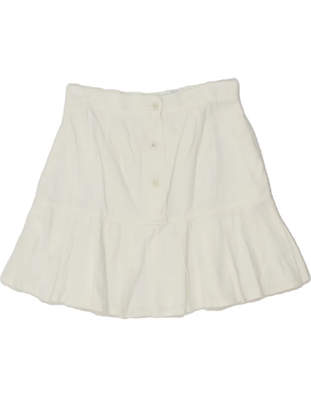 VINTAGE Womens Mini Skirt EU 40 Medium W28 White Cotton breathable skirt fabric