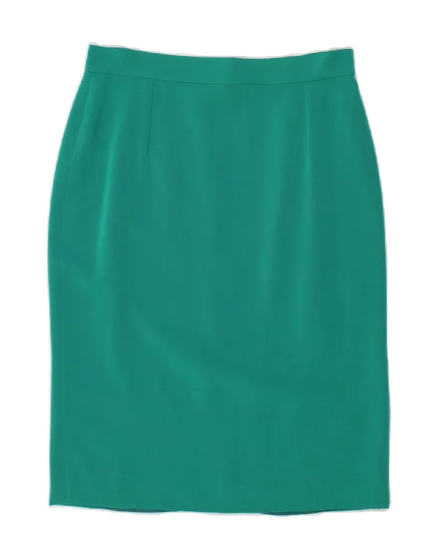 VINTAGE Womens Pencil Skirt IT 46 Large W30  Green Polyester velvet skirt rich