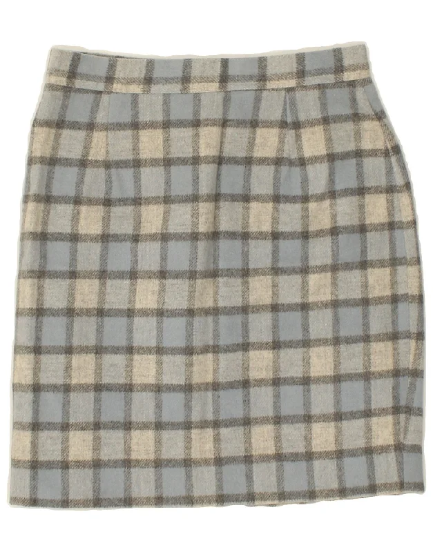 VINTAGE Womens Pencil Skirt UK 14 Medium W28  Grey Check Wool corduroy skirt durable