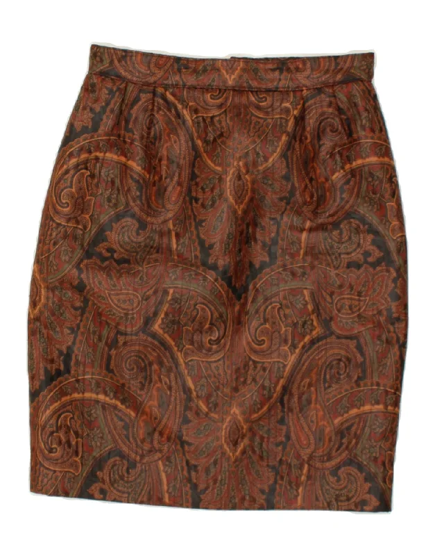 VINTAGE Womens Pencil Skirt W26 Small Brown Floral lace skirt romantic