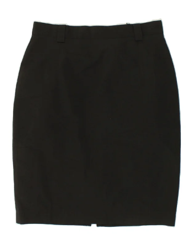 VINTAGE Womens Pencil Skirt W30 Medium Black Cotton high slit skirt