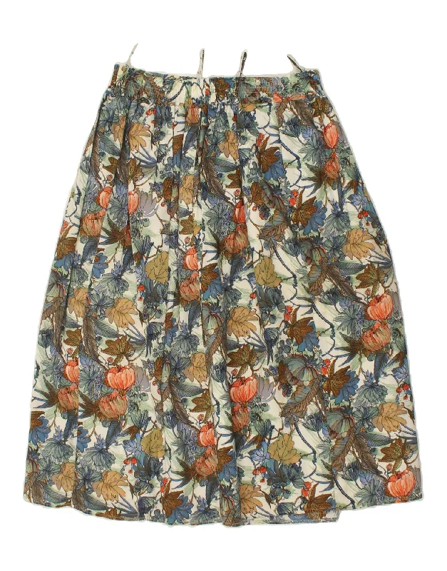 VINTAGE Womens Pleated A-Line Skirt IT 42 Medium W28 Multicoloured Floral elastic waist skirt VINTAGE Womens Pleated A-Line Skirt IT 42 Medium W28 Multicoloured Floral elastic waist skirt