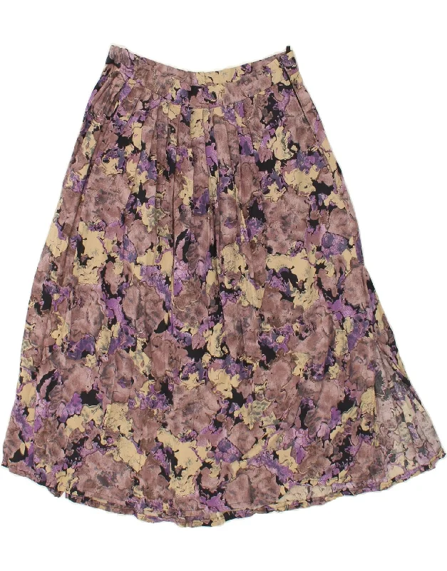 VINTAGE Womens Pleated A-Line Skirt IT 42 Medium W30 Multicoloured Floral leather skirt bold VINTAGE Womens Pleated A-Line Skirt IT 42 Medium W30 Multicoloured Floral leather skirt bold