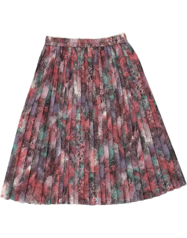 VINTAGE Womens Pleated Skirt EU 40 Medium W30 Multicoloured Colourblock silk skirt lustrous VINTAGE Womens Pleated Skirt EU 40 Medium W30 Multicoloured Colourblock silk skirt lustrous