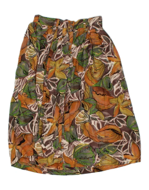 VINTAGE Womens Pleated Skirt UK 14 Large W34 Brown Floral Viscose wool skirt breathable VINTAGE Womens Pleated Skirt UK 14 Large W34 Brown Floral Viscose wool skirt breathable