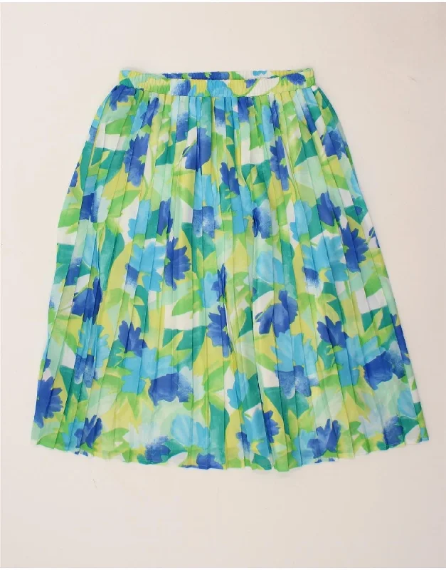 VINTAGE Womens Pleated Skirt UK 16 Large W34 Multicoloured Floral lace skirt elegant