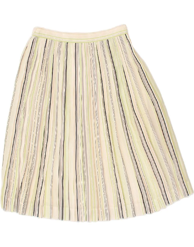 VINTAGE Womens Pleated Skirt W24 XS Multicoloured Striped a-line skirt cut