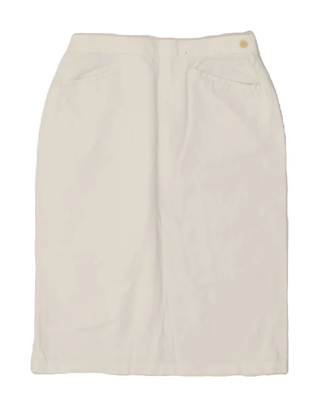 VINTAGE Womens Straight Skirt IT 44 Medium W27 White Cotton summer skirt style