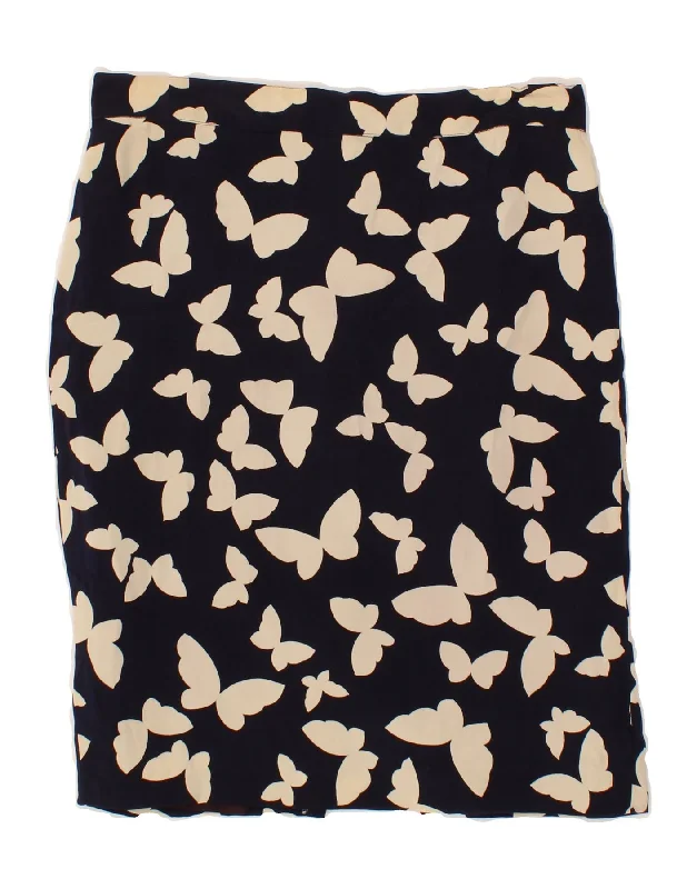 VINTAGE Womens Straight Skirt W32 Large  Navy Blue Butterfly corduroy skirt durable