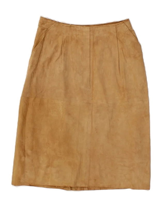 VINTAGE Womens Suede Skirt W26 Small  Brown chiffon skirt lightweight