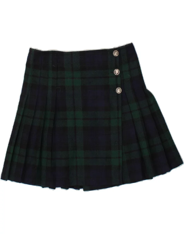 VINTAGE Womens Wrap Knife Pleated Skirt Medium W30 Navy Blue Plaid Wool slim fit skirt VINTAGE Womens Wrap Knife Pleated Skirt Medium W30 Navy Blue Plaid Wool slim fit skirt