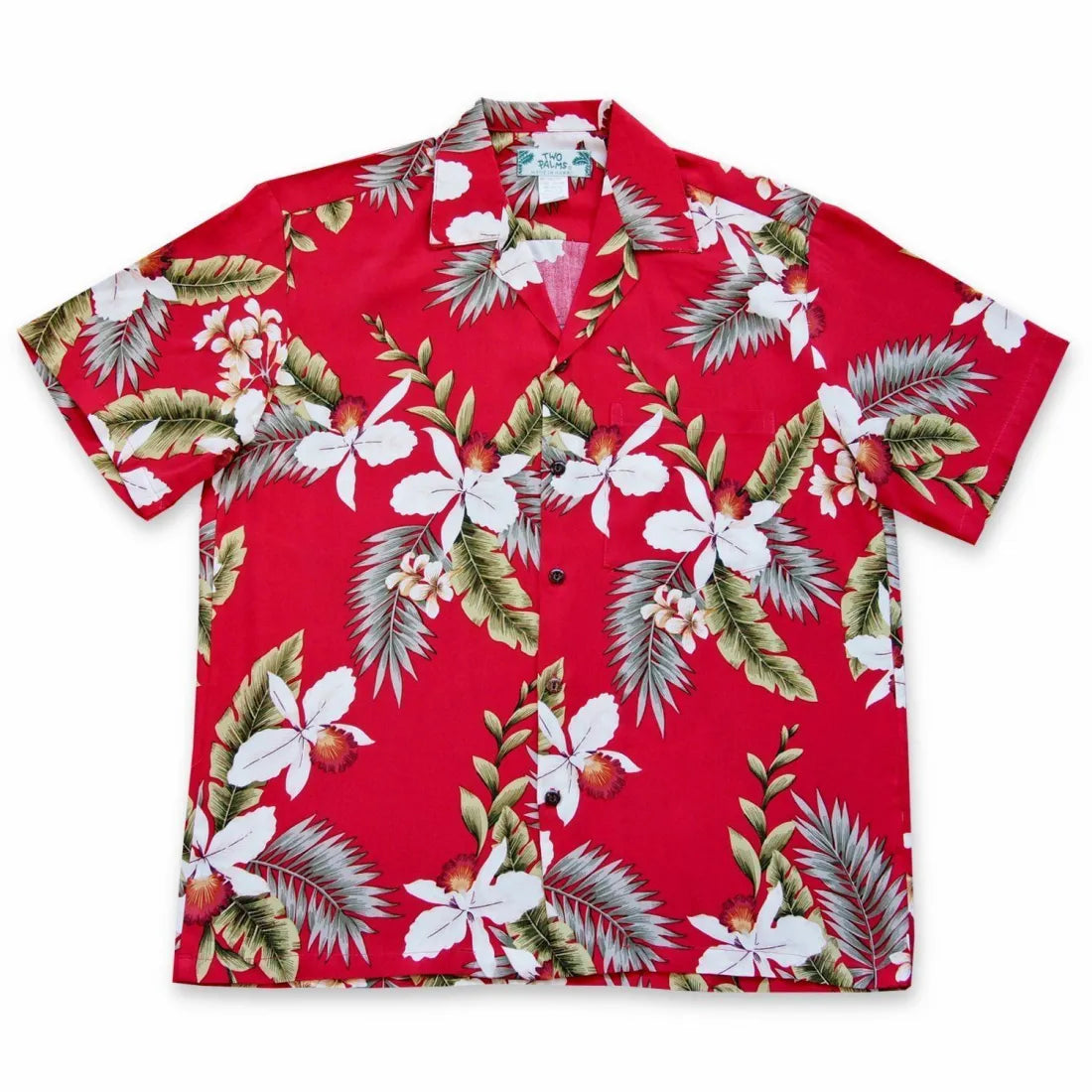 Volcanic Red Hawaiian Rayon Shirt Modern Short Sleeve Top