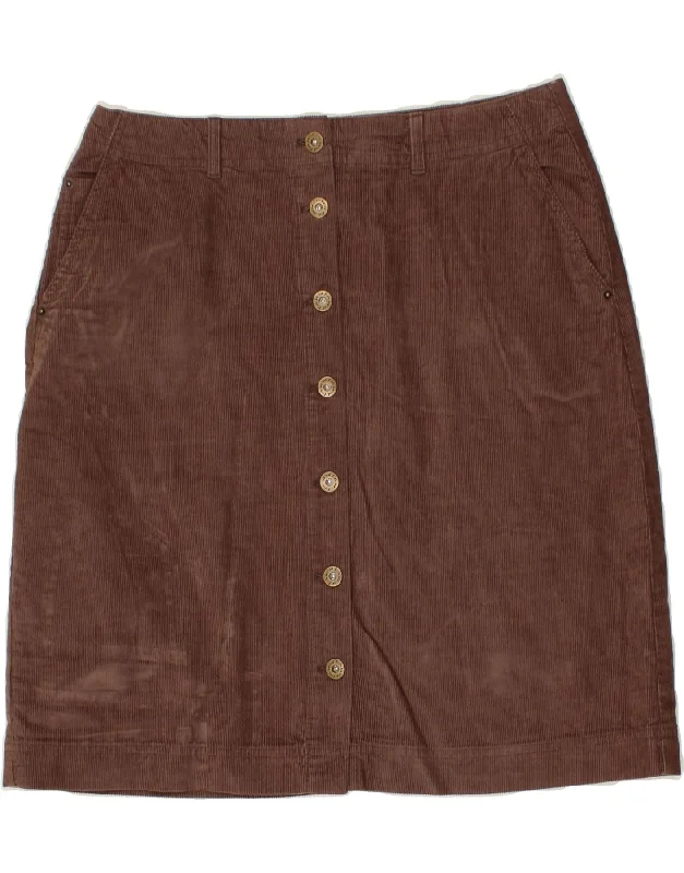 WEIRD FISH Womens Corduroy Skirt UK 14 Large W34 Brown Cotton midi skirt versatile