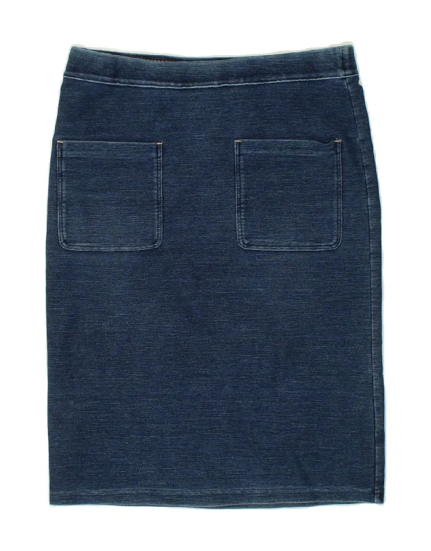 WHITE STUFF Womens Denim Skirt UK 8 Small W28 Blue Cotton satin skirt smooth