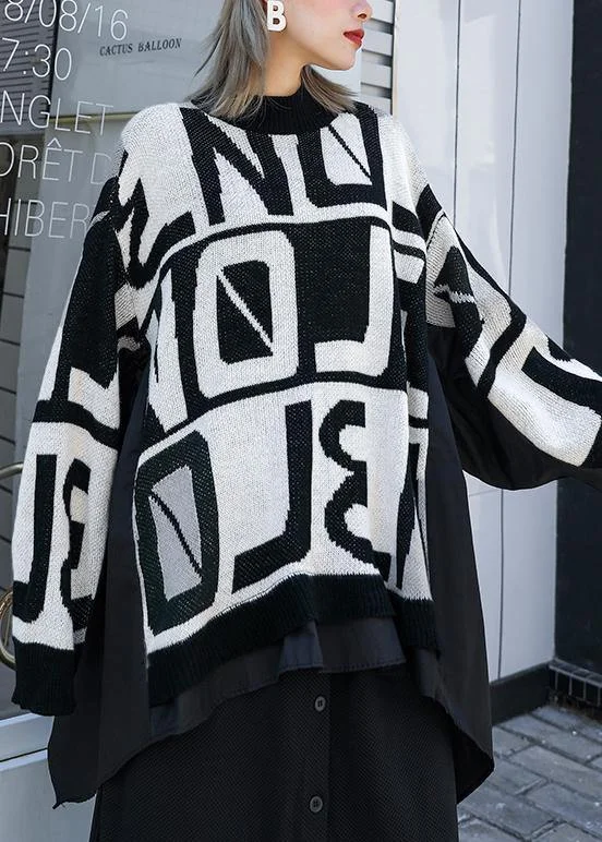 Winter black knitted t shirt casual o neck patchwork knit sweat tops Fashionable Button-Front Short Sleeve Winter black knitted t shirt casual o neck patchwork knit sweat tops Fashionable Button-Front Short Sleeve