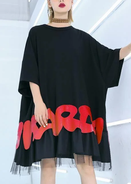 Women black cotton clothes For Women red alphabet prints tunic summer shirt Fashionable Short Sleeve Vest Women black cotton clothes For Women red alphabet prints tunic summer shirt Fashionable Short Sleeve Vest