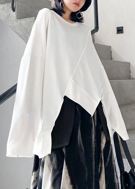 Women o neck asymmetric linen fall clothes Tops white shirts Modern Short Sleeve Top Women o neck asymmetric linen fall clothes Tops white shirts Modern Short Sleeve Top