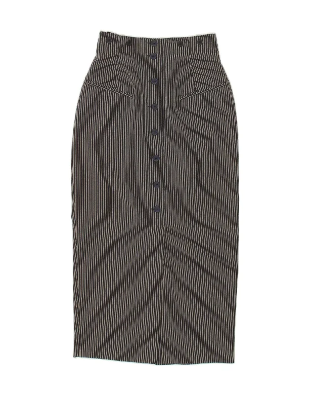 YESSICA Womens Maxi Skirt IT 40 Small W26  Grey Striped Polyester wool skirt sturdy