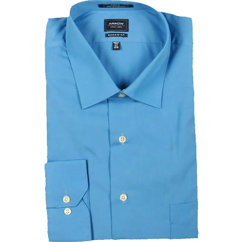 Arrow Mens Solid  Button-Down Shirt Soft Flowing Short Shirt