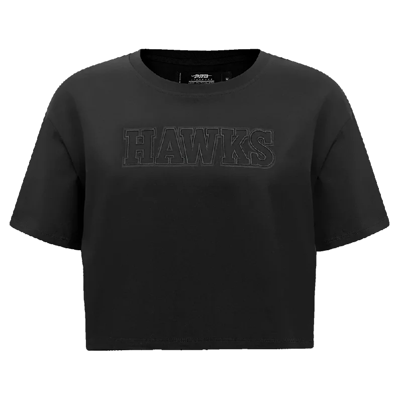 NBA ATLANTA HAWKS NEUTRAL WOMEN'S BOXY TEE (BLACK) Layered Multi-layer Single Layer