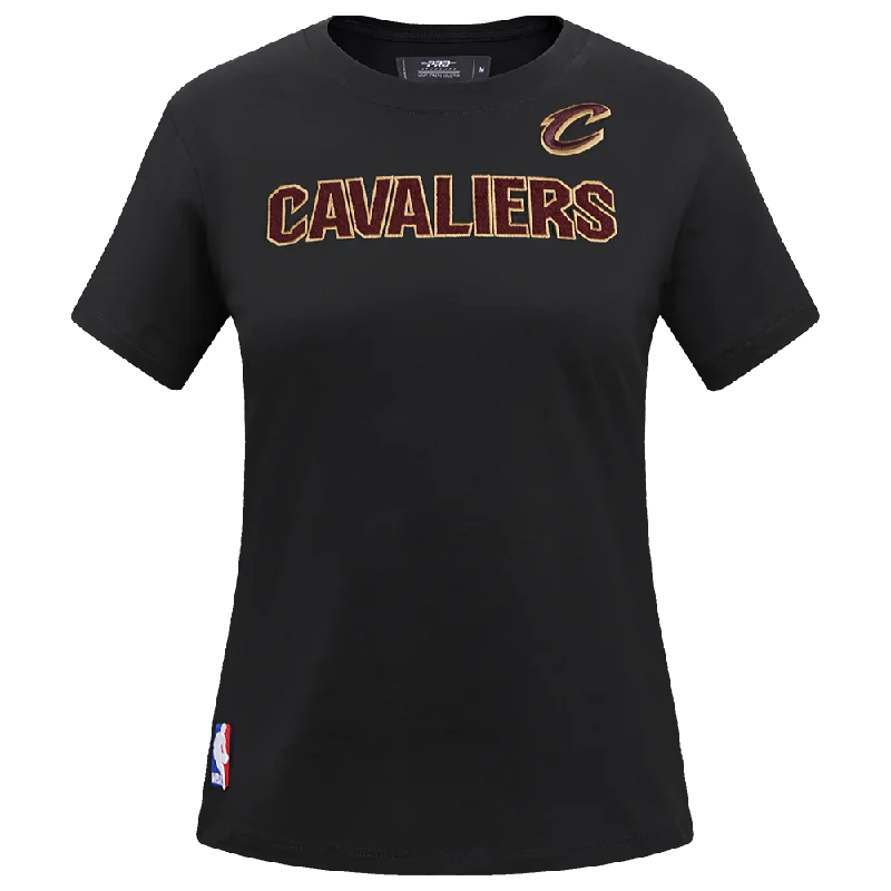 NBA CLEVELAND CAVALIERS CLASSIC WOMEN'S SJ SLIM FIT TEE (BLACK) Hooded Caped Shawl Collar NBA CLEVELAND CAVALIERS CLASSIC WOMEN'S SJ SLIM FIT TEE (BLACK) Hooded Caped Shawl Collar