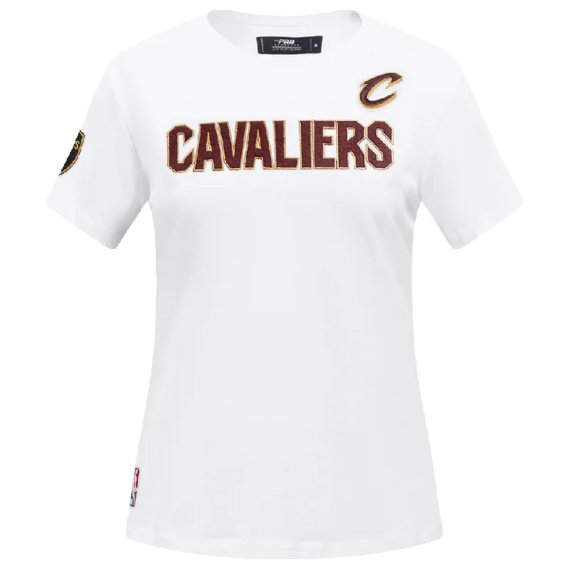 NBA CLEVELAND CAVALIERS CLASSIC WOMEN'S SJ SLIM FIT TEE (WHITE) Collared Crew Neck Turtle Neck NBA CLEVELAND CAVALIERS CLASSIC WOMEN'S SJ SLIM FIT TEE (WHITE) Collared Crew Neck Turtle Neck
