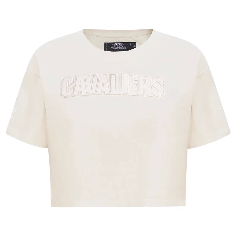 NBA CLEVELAND CAVALIERS NEUTRAL WOMEN'S BOXY TEE (EGGSHELL) Ribbed T-Shirt High Neck Heavyweight NBA CLEVELAND CAVALIERS NEUTRAL WOMEN'S BOXY TEE (EGGSHELL) Ribbed T-Shirt High Neck Heavyweight