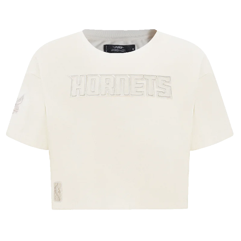 NBA CHARLOTTE HORNETS NEUTRAL WOMEN'S BOXY TEE (EGGSHELL) Oversized T-Shirt Spandex breathable NBA CHARLOTTE HORNETS NEUTRAL WOMEN'S BOXY TEE (EGGSHELL) Oversized T-Shirt Spandex breathable