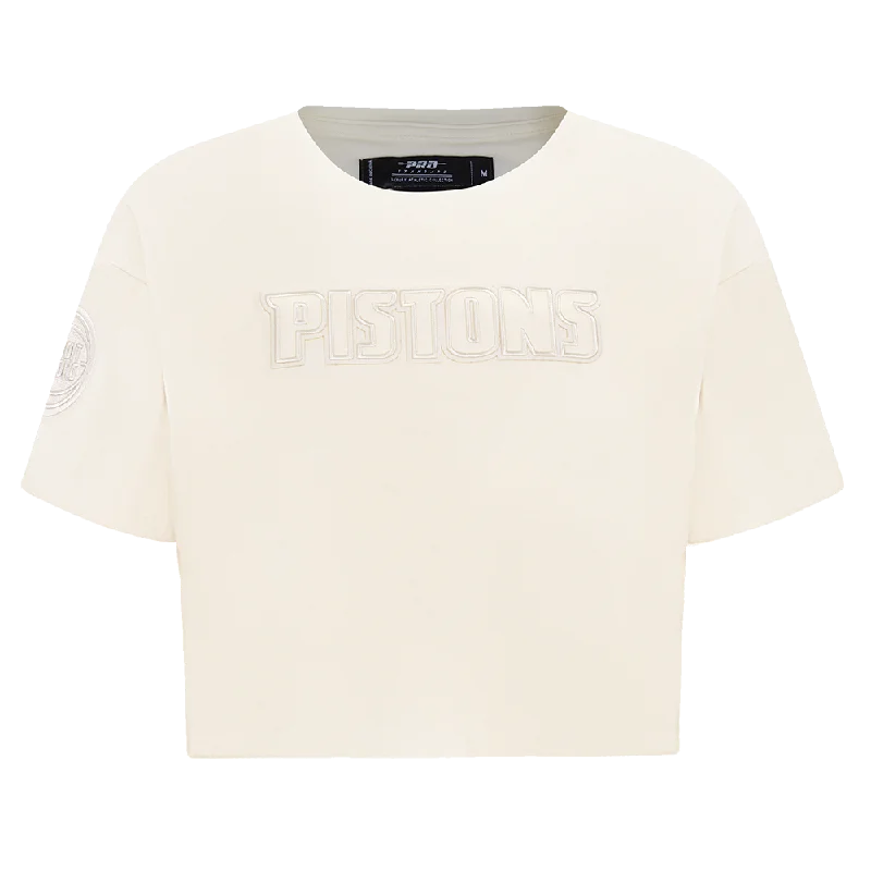 NBA DETROIT PISTONS NEUTRAL WOMEN'S BOXY TEE (EGGSHELL) V-Neck T-Shirt Long Sleeve Cotton NBA DETROIT PISTONS NEUTRAL WOMEN'S BOXY TEE (EGGSHELL) V-Neck T-Shirt Long Sleeve Cotton