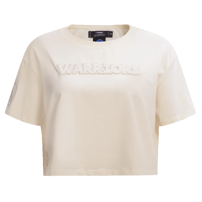 NBA GOLDEN STATE WARRIORS NEUTRAL WOMEN'S BOXY TEE (EGGSHELL) Basic T-Shirt Crew Neck Short Sleeve
