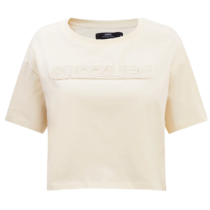 NBA MEMPHIS GRIZZLIES NEUTRAL WOMEN'S BOXY TEE (EGGSHELL) Lace Blend Ribbed Blend Corduroy Blend NBA MEMPHIS GRIZZLIES NEUTRAL WOMEN'S BOXY TEE (EGGSHELL) Lace Blend Ribbed Blend Corduroy Blend