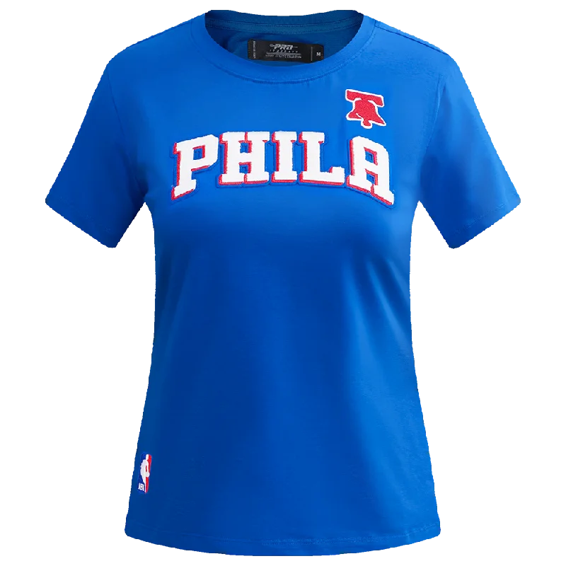 NBA PHILADELPHIA 76ERS CLASSIC WOMEN'S SJ SLIM FIT TEE (ROYAL BLUE) Terry Blend Velvet Blend Canvas Blend NBA PHILADELPHIA 76ERS CLASSIC WOMEN'S SJ SLIM FIT TEE (ROYAL BLUE) Terry Blend Velvet Blend Canvas Blend
