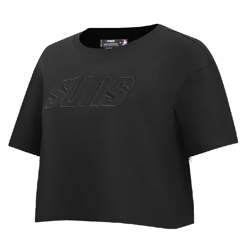 NBA PHOENIX SUNS NEUTRAL WOMEN'S BOXY TEE (BLACK) Satin Blend Silk Blend Wool Blend