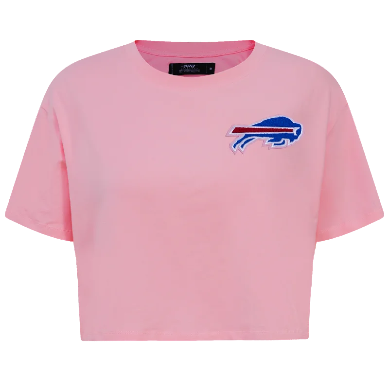 NFL BUFFLO BILLS CLASSIC WOMEN'S BOXY TEE (PINK) Chenille Blend Fleece Blend Nylon Blend