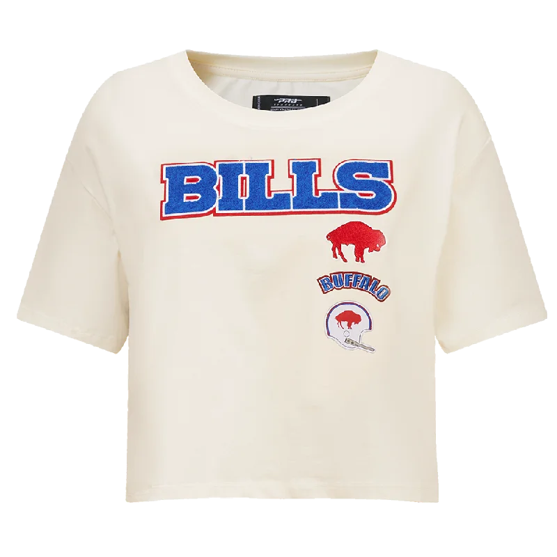 NFL BUFFALO BILLS RETRO CLASSIC WOMEN'S BOXY TEE (EGGSHELL) Anti-Shrink Durable Soft NFL BUFFALO BILLS RETRO CLASSIC WOMEN'S BOXY TEE (EGGSHELL) Anti-Shrink Durable Soft